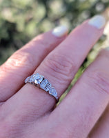 Platinum Edwardian Filigree mine cut diamond antique Ring