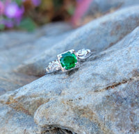 14k white gold emerald estate vintage ring