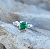 14k white gold emerald estate vintage ring