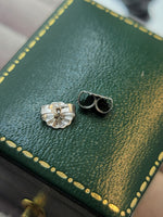 14k gold white gold Emerald & diamond DECO style studs halo earrings NEW
