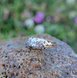 14k gold two tone c.1930's Deco floral diamond engagement ring