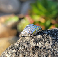 14k white gold c.1920's filigree diamond engagement ring