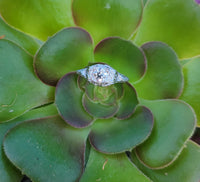 18k white gold c.1920's filigree diamond engagement ring