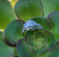 18k white gold c.1920's filigree diamond engagement ring