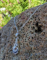 Platinum &18k gold Art Deco sapphire & diamond necklace pendant
