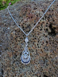 Platinum &18k gold Art Deco sapphire & diamond necklace pendant