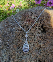 Platinum &18k gold Art Deco sapphire & diamond necklace pendant
