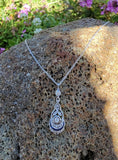 Platinum &18k gold Art Deco sapphire & diamond necklace pendant