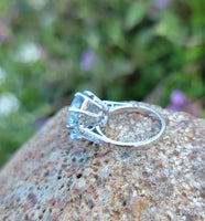 Platinum Aquamarine & Diamond estate Ring