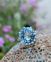 Platinum Aquamarine & Diamond estate Ring