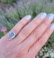 Platinum Aquamarine & Diamond estate Ring
