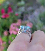 Platinum Aquamarine & Diamond estate Ring