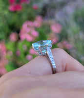 Platinum Aquamarine & Diamond estate Ring