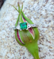 platinum Emerald & Diamond estate ring