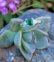 platinum Emerald & Diamond estate ring