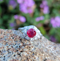 Platinum c.1920's Art Deco Burma Ruby & Diamond Ring