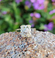 Plat & 18k gold two tone diamonds Deco c.1910 -1920's filigree Ring