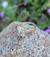 Plat & 18k gold two tone diamonds Deco c.1910 -1920's filigree Ring
