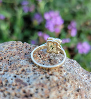 Plat & 18k gold two tone diamonds Deco c.1910 -1920's filigree Ring