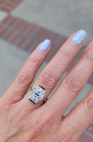 14k gold two tone Deco estate Sapphire & Diamond Ring