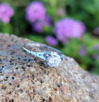 Platinum solitaire diamond estate ring - apx .35ct