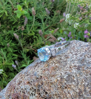 platinum Aquamarine & Diamond estate ring
