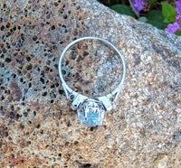 platinum Aquamarine & Diamond estate ring