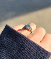 platinum Aquamarine & Diamond estate ring