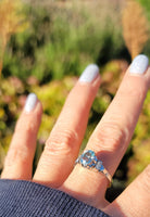 platinum Aquamarine & Diamond estate ring