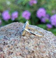 platinum & 18k gold two tone Deco estate Sapphire & Diamond Ring