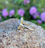 platinum & 18k gold two tone Deco estate Sapphire & Diamond Ring