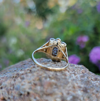 18k gold two tone Deco estate Sapphire & Diamond Ring