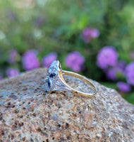 18k gold two tone Deco estate Sapphire & Diamond Ring