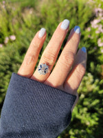 18k gold two tone Deco estate Sapphire & Diamond Ring
