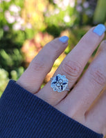 18k gold two tone Deco estate Sapphire & Diamond Ring