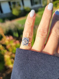 platinum & 18k gold two tone Deco estate Sapphire & Diamond Ring