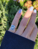 platinum & 18k gold two tone Deco estate Sapphire & Diamond Ring