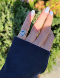 platinum & 18k gold two tone Deco estate Sapphire & Diamond Ring