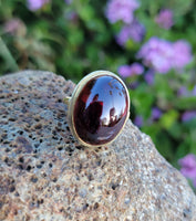 14k gold cabochon garnet estate ring