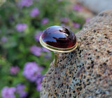 14k gold cabochon garnet estate ring