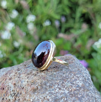 14k gold cabochon garnet estate ring