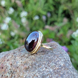 14k gold cabochon garnet estate ring