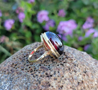 14k gold cabochon garnet estate ring