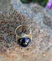 14k gold cabochon garnet estate ring