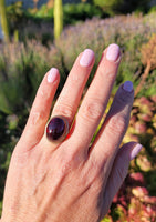 14k gold cabochon garnet estate ring