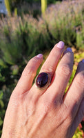 14k gold cabochon garnet estate ring