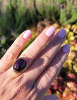 14k gold cabochon garnet estate ring