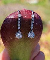 platinum old cut diamond lever back earrings c.1920's-1930's