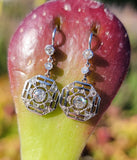 14k white gold Art Deco diamond antique earrings