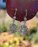 14k white gold Art Deco diamond antique earrings